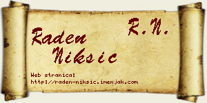 Raden Nikšić vizit kartica